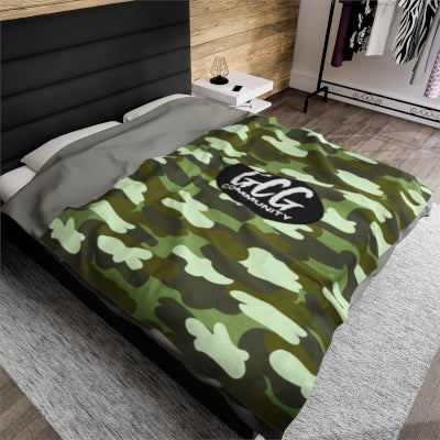 Camo Fur Velveteen Plush Blanket