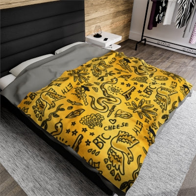 Gold Tat Fur Velveteen Plush Blanket