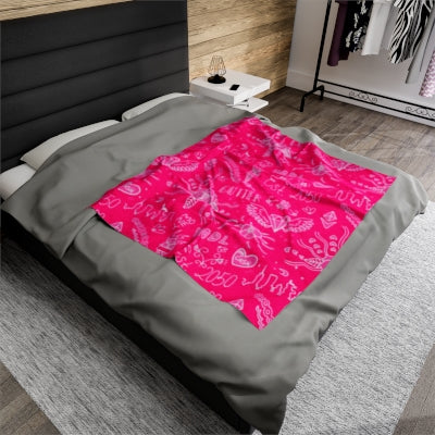 Pink Tat Fur Velveteen Plush Blanket