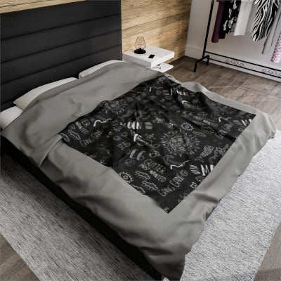 Black Tat Fur Velveteen Plush Blanket