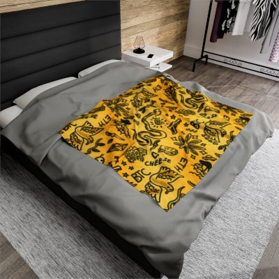 Gold Tat Fur Velveteen Plush Blanket