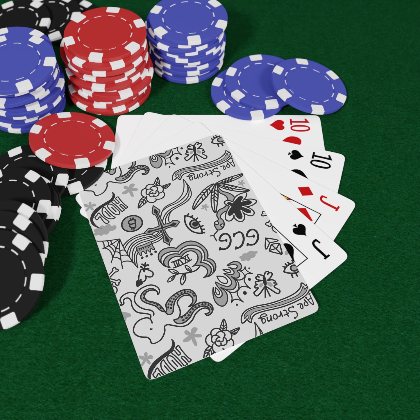 Grey Tat Fur Poker Cards