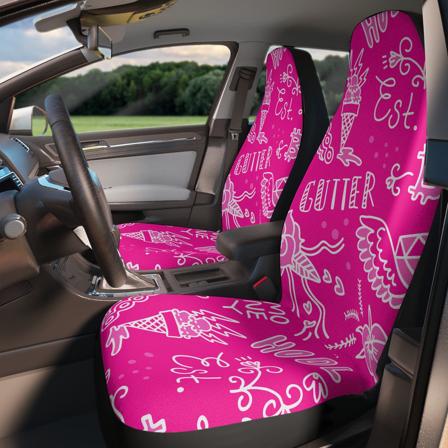 Pink Tat Fur Seat Covers