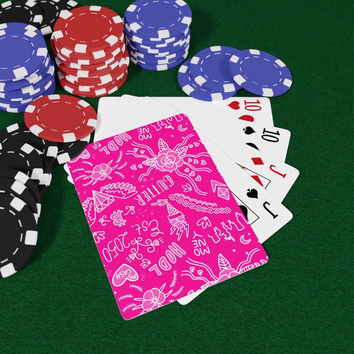 Pink Tat Fur Poker Cards