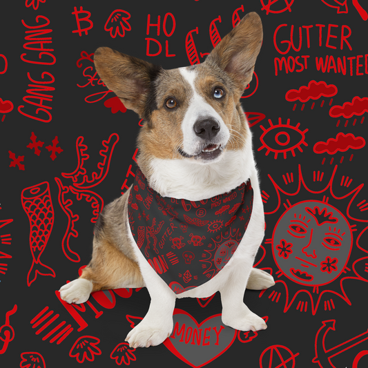 Red Tat Fur Pet Bandana Collar