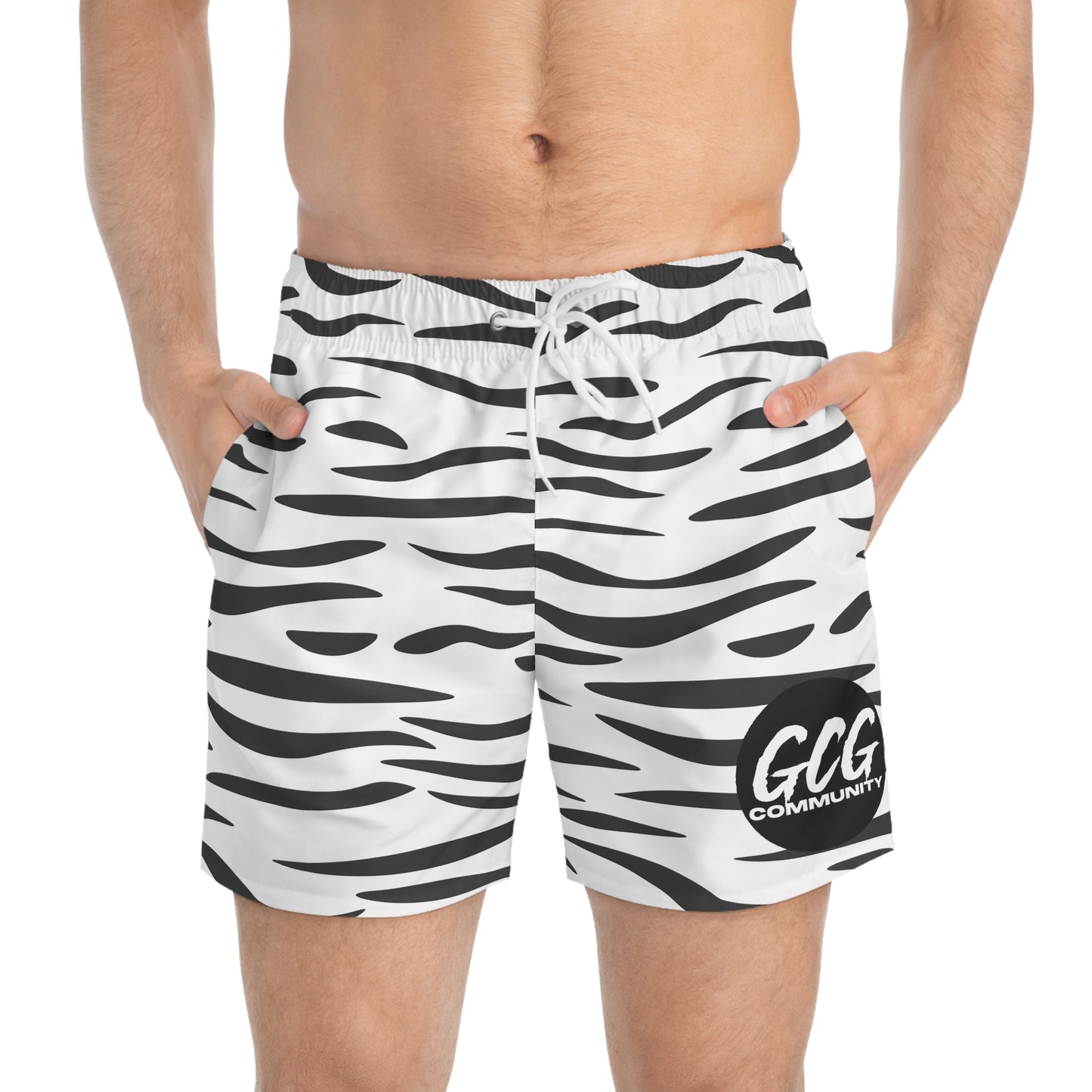 White Tiger Fur Swim Trunks