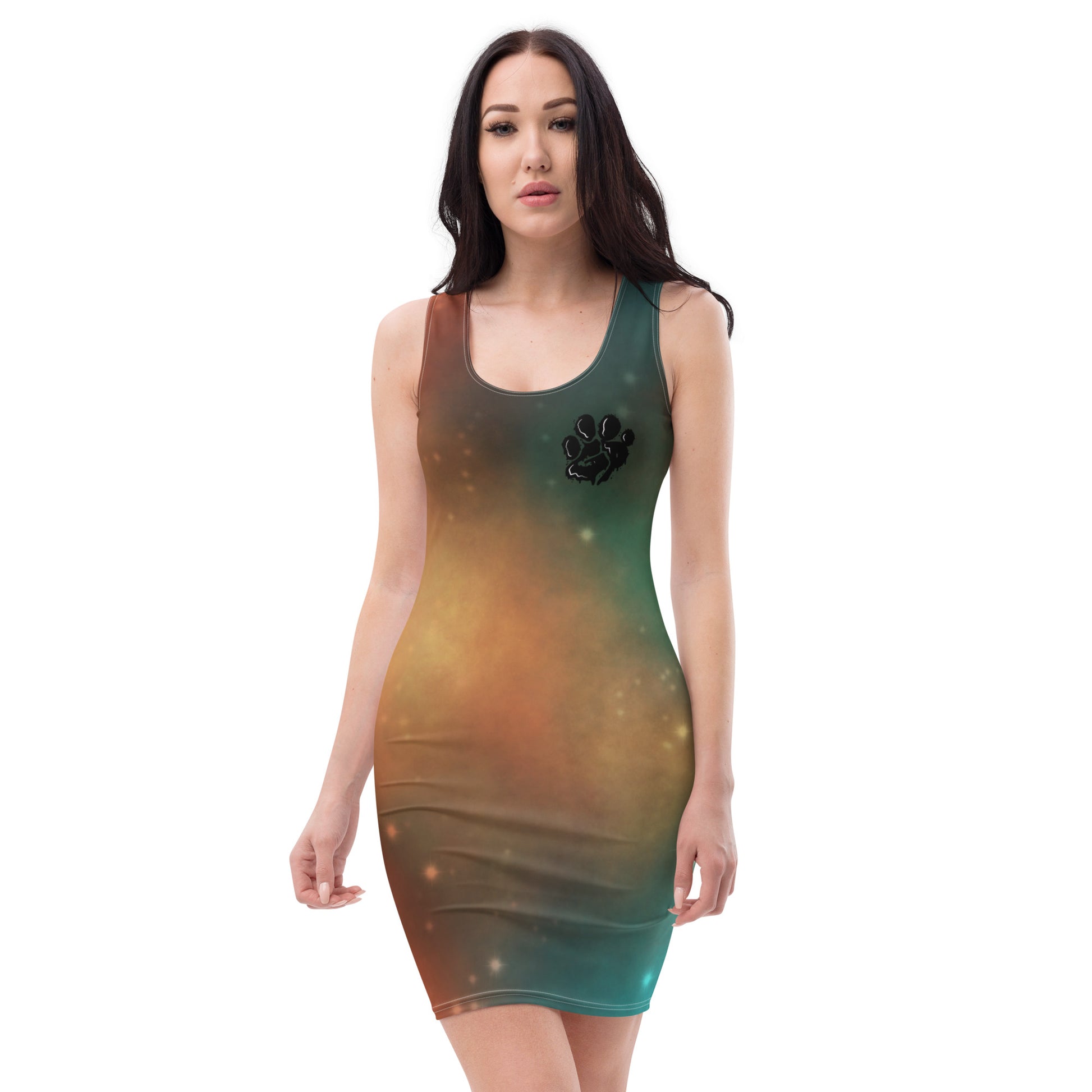 galaxy bodycon dress Mystical Galaxy Cat Dress, Whimsical Bodycon Mini Dress, Cat Celestial Witchy Short Sleeve Dress, Galaxy Bodycon Dress, Whimsical Cat Dress