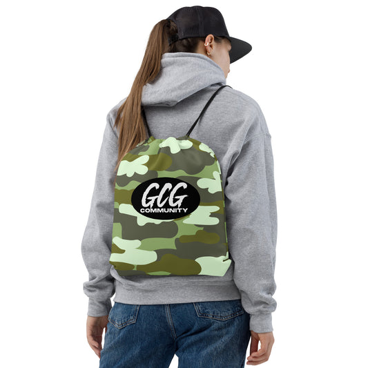 Camo Fur Drawstring Bag