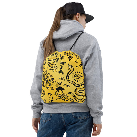 Gold Tats Drawstring Bag