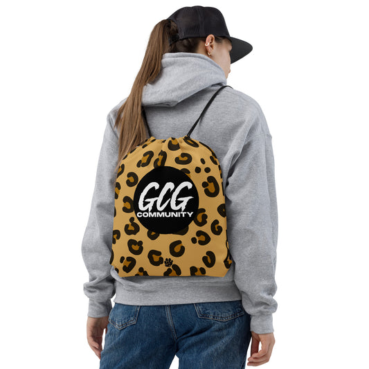 Leopard Fur Drawstring Bag