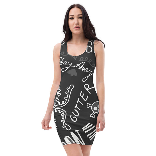 Black Tat Fur Cut & Sew Dress