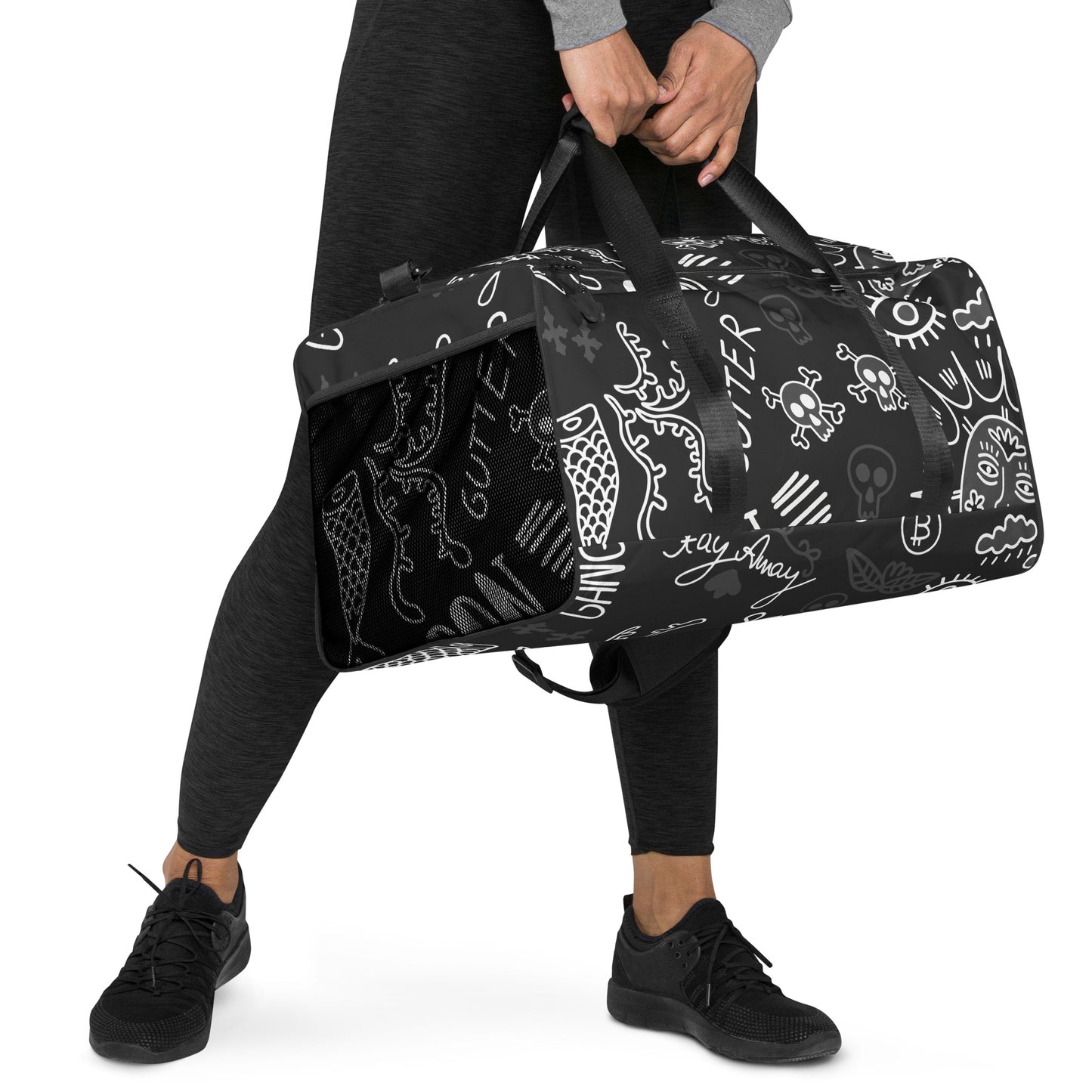 Black Tat Fur Duffle Bag