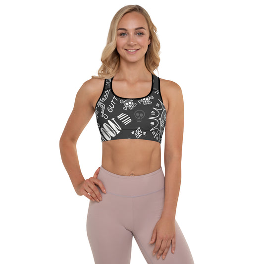 Black Tat Fur Padded Sports Bra