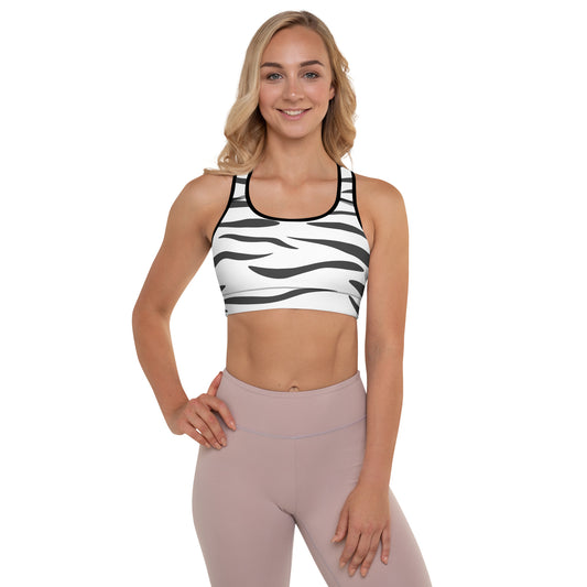 White Tiger Fur Padded Sports Bra