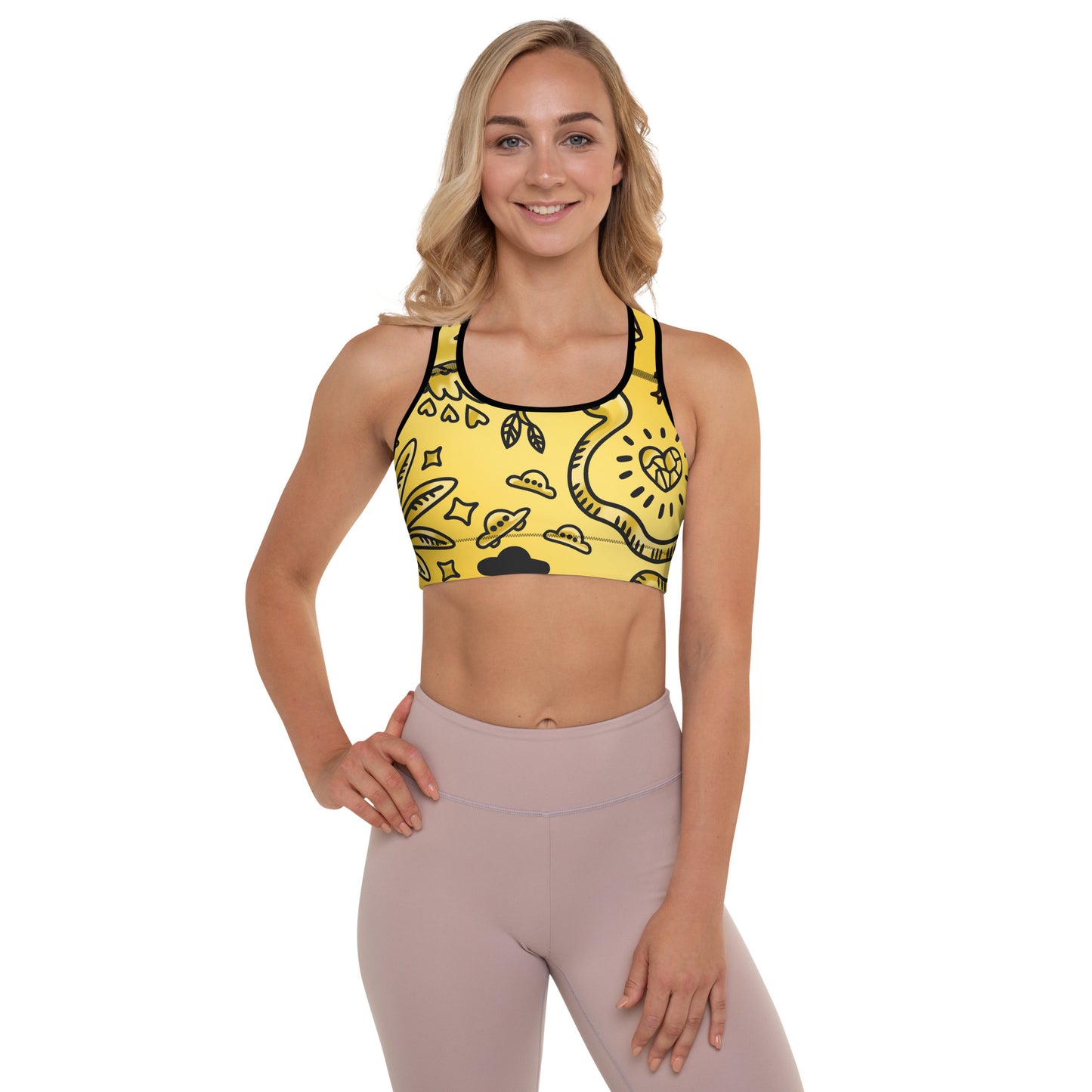 Gold Tat Fur Padded Sports Bra