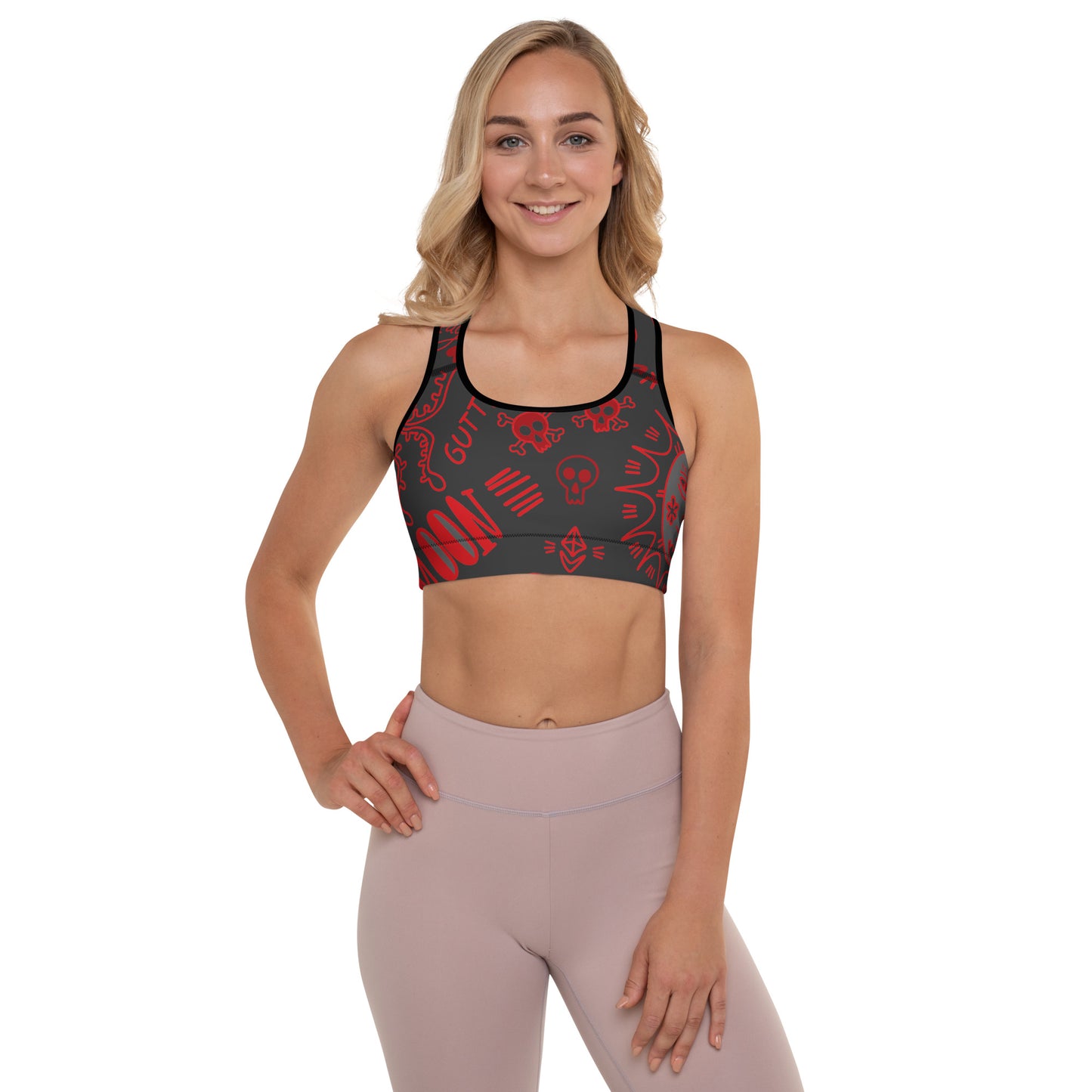 Red Tat Fur Padded Sports Bra