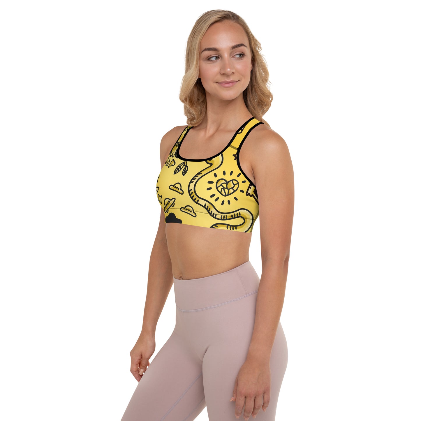 Gold Tat Fur Padded Sports Bra