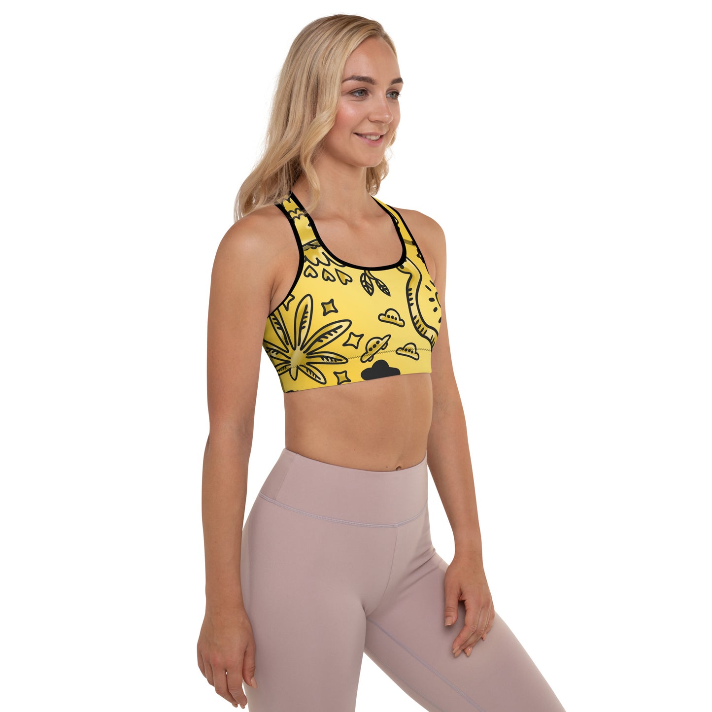 Gold Tat Fur Padded Sports Bra