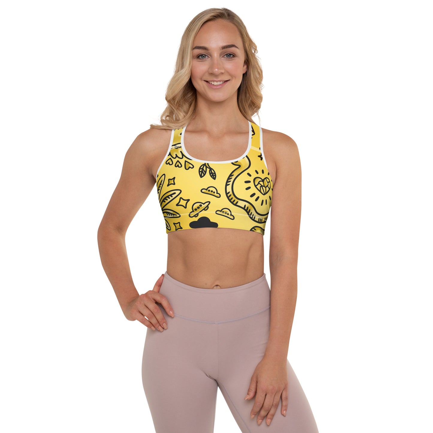 Gold Tat Fur Padded Sports Bra