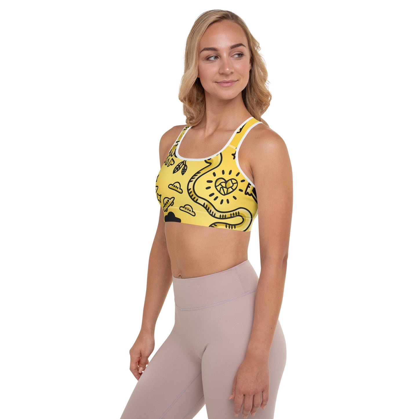 Gold Tat Fur Padded Sports Bra