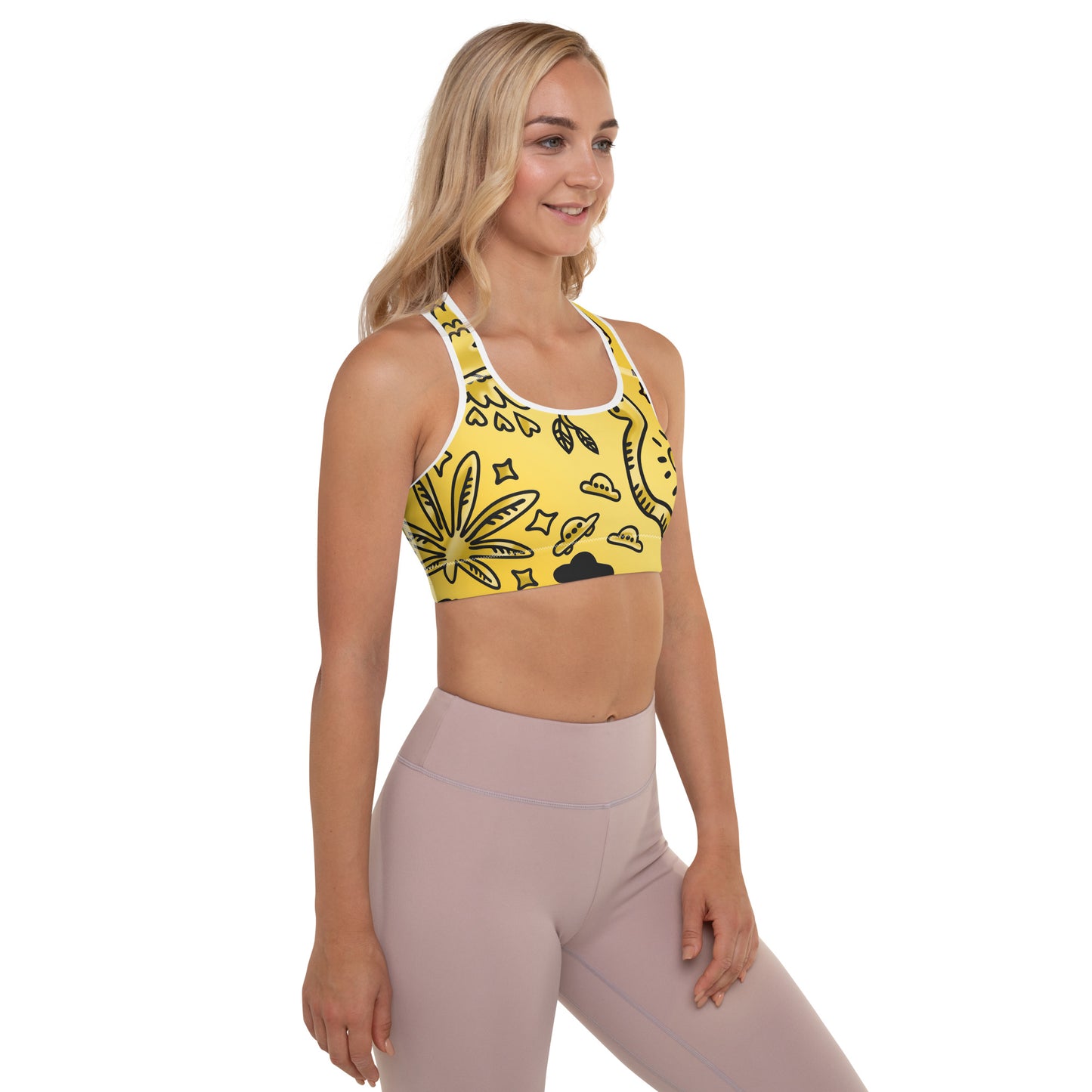 Gold Tat Fur Padded Sports Bra