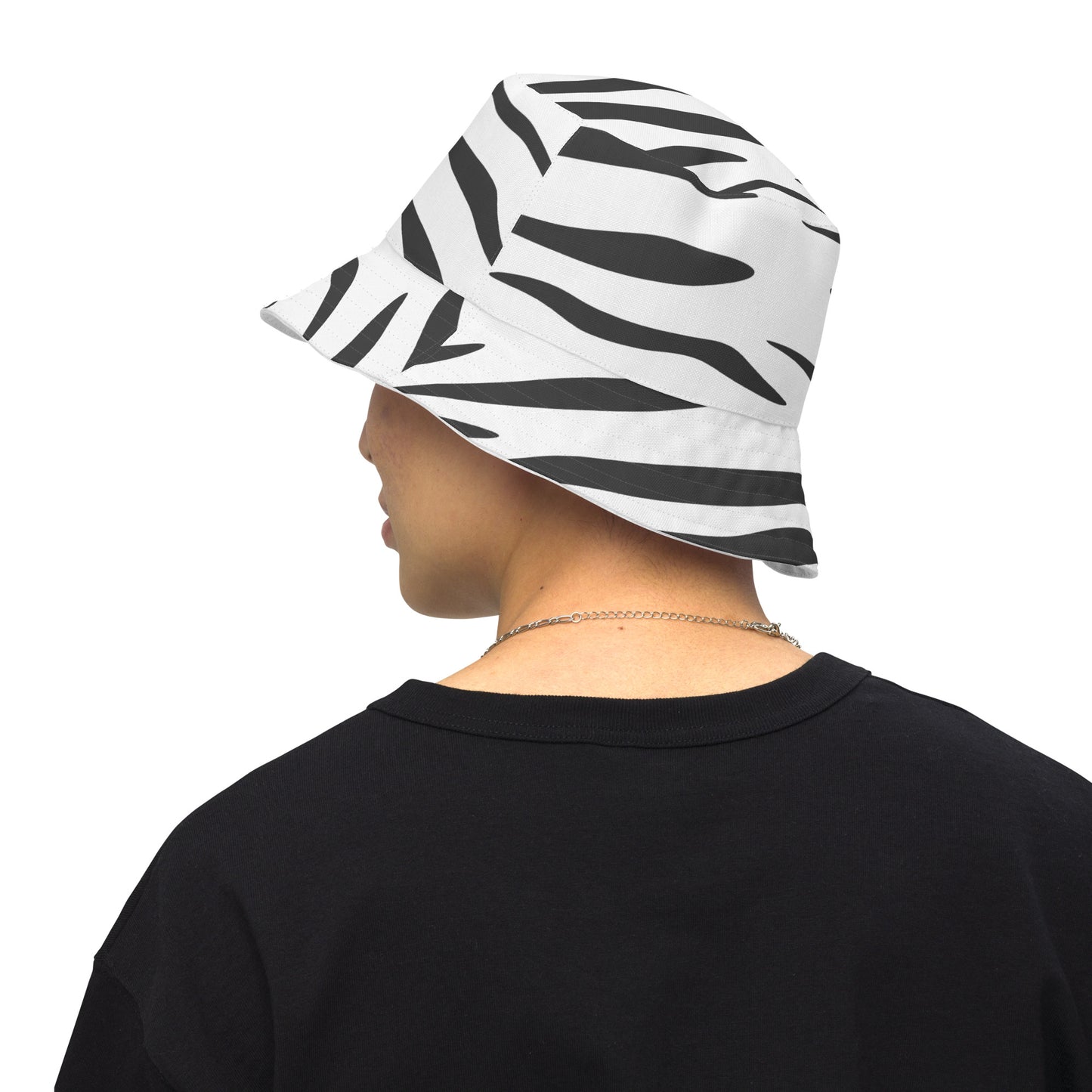 White Tiger Fur Reversible Bucket Hat