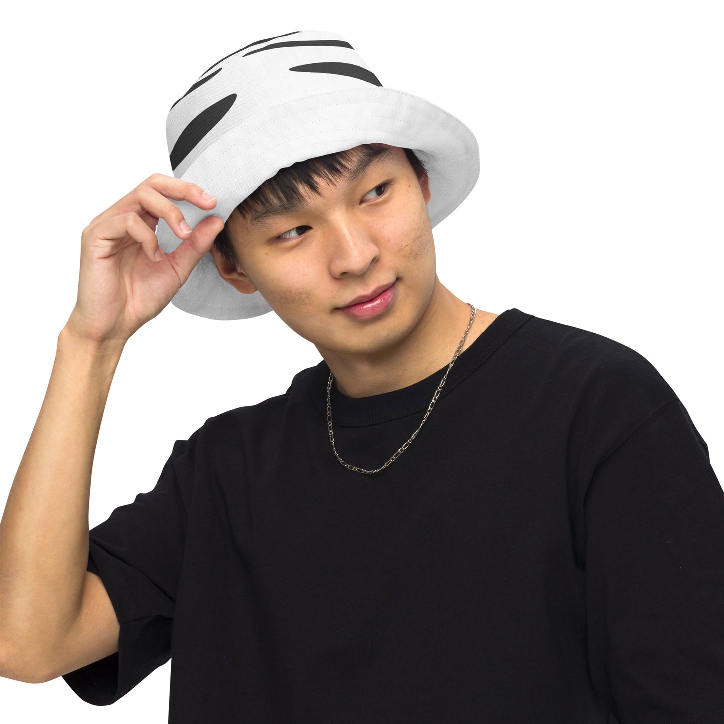 White Tiger Fur Reversible Bucket Hat