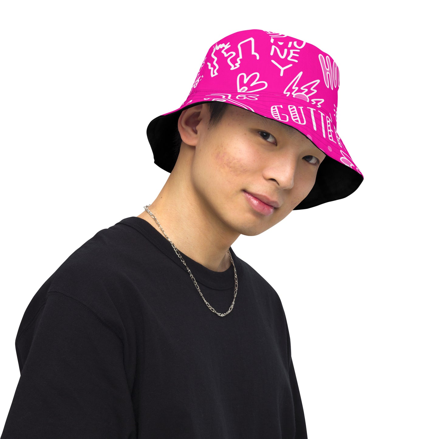 Pink Tat Fur Reversible Bucket Hat