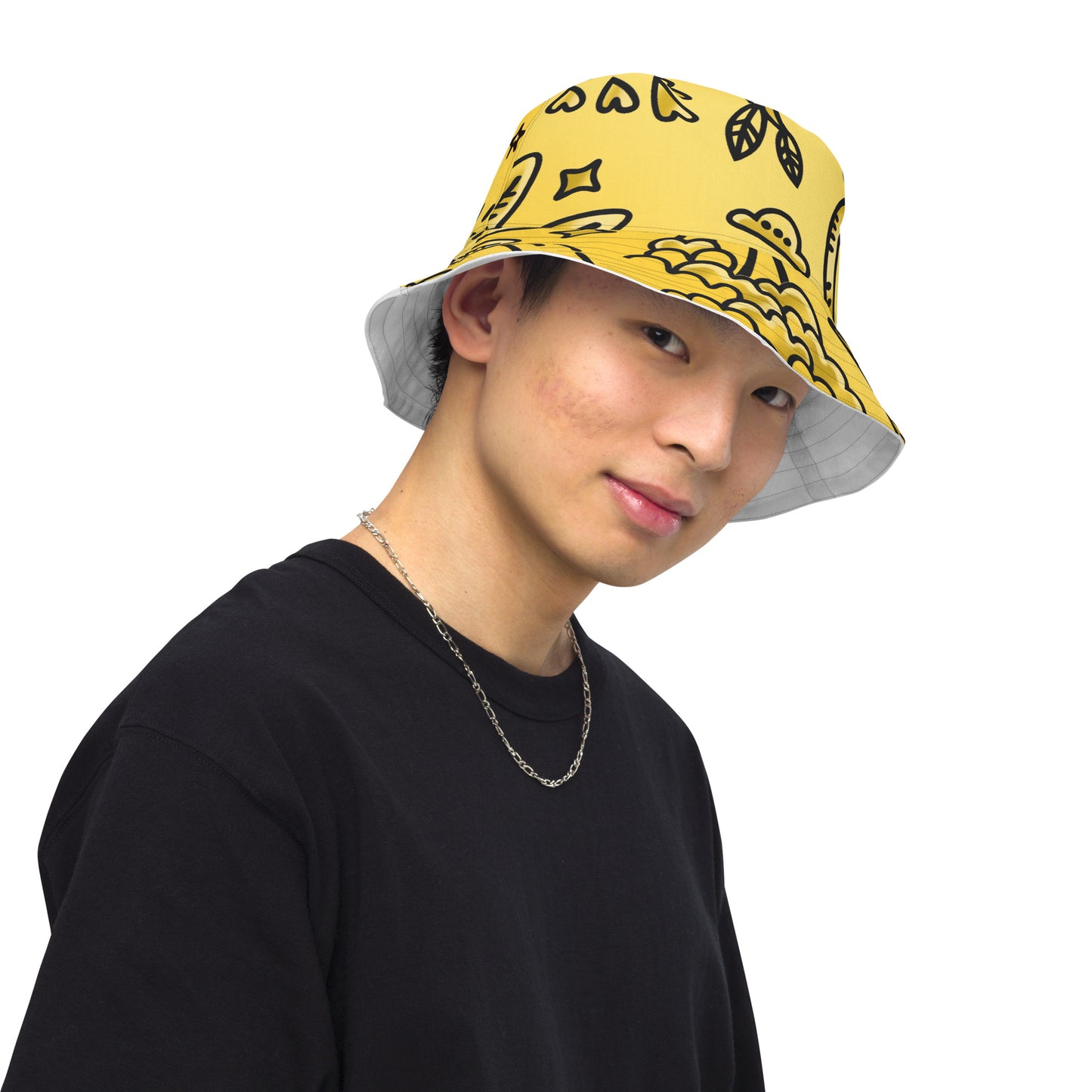 Gold Tat Fur Reversible Bucket Hat