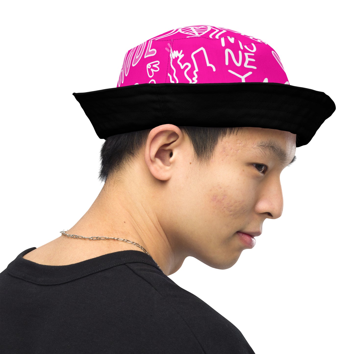 Pink Tat Fur Reversible Bucket Hat