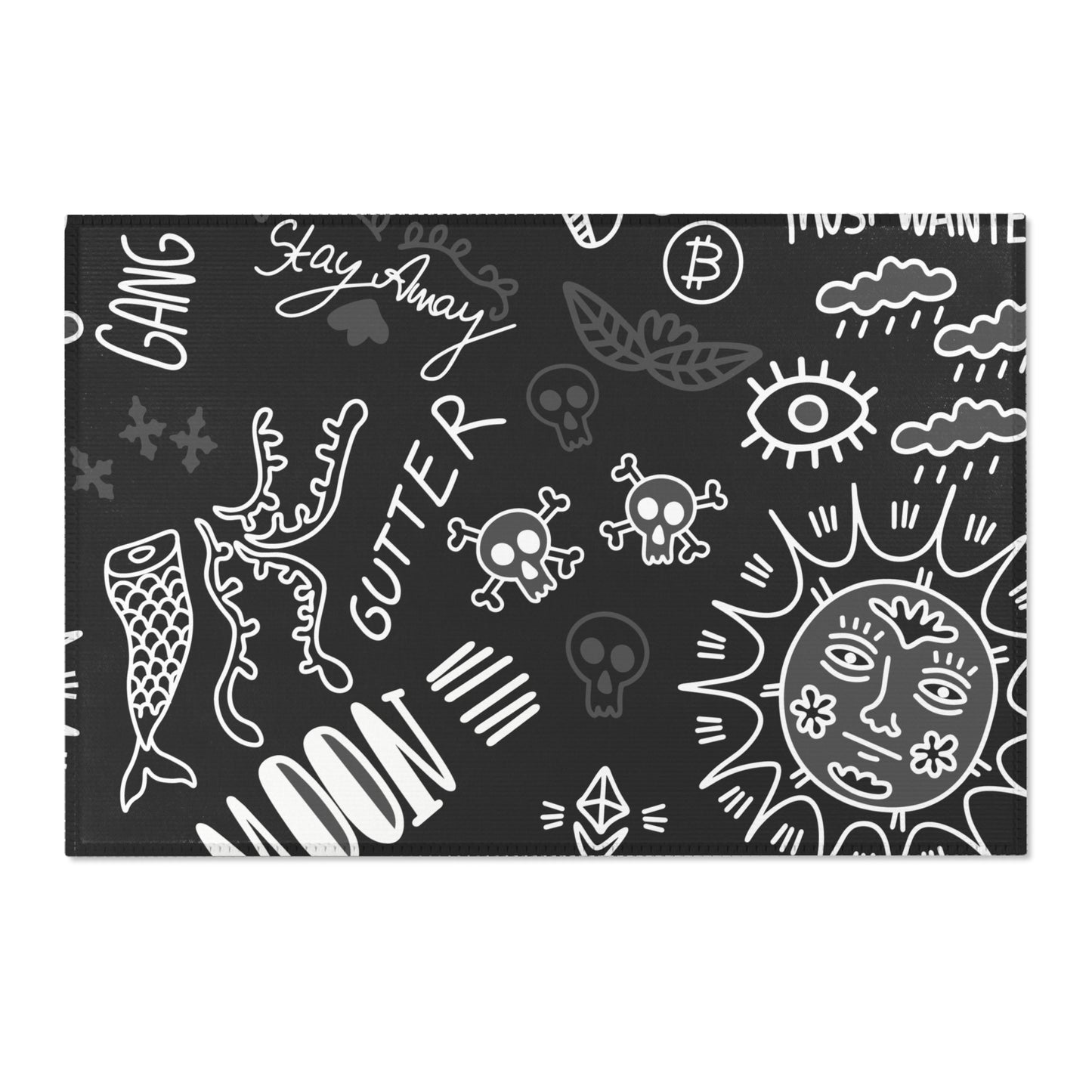 Black Tat Fur Area Rug