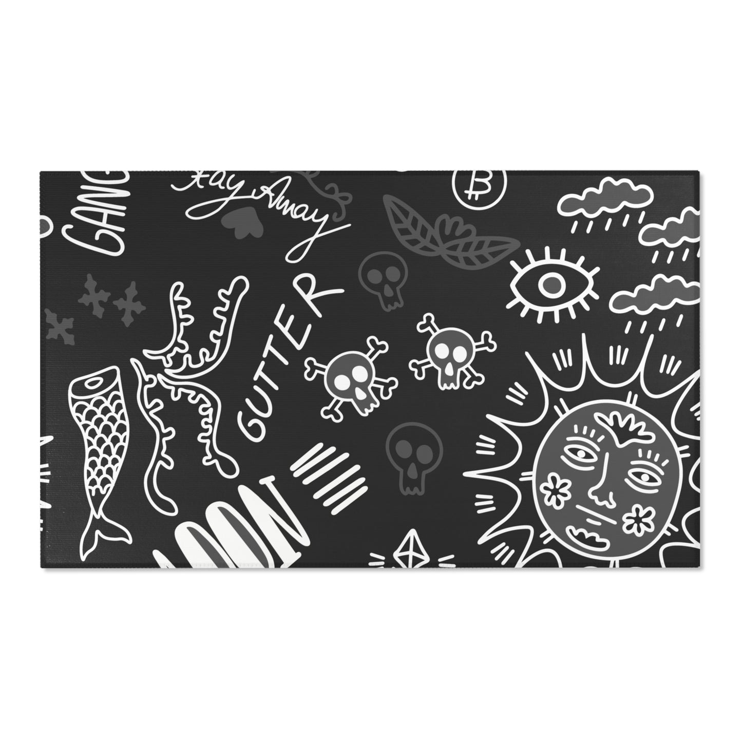 Black Tat Fur Area Rug