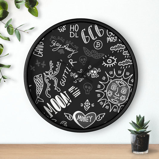 Black Tat Fur Wall Clock