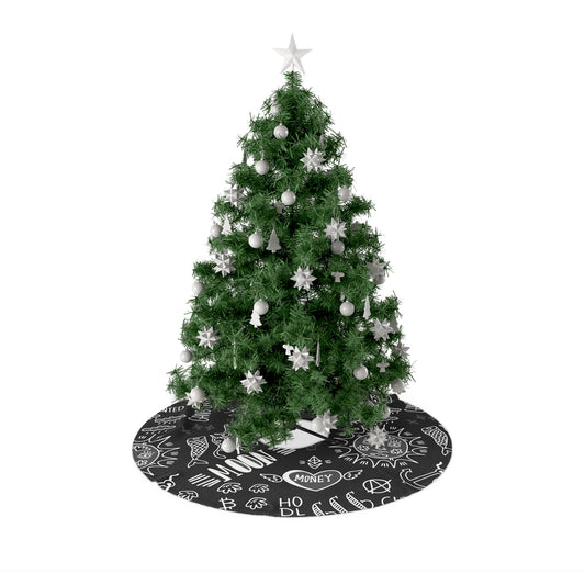 Black Tat Fur Christmas Tree Skirt