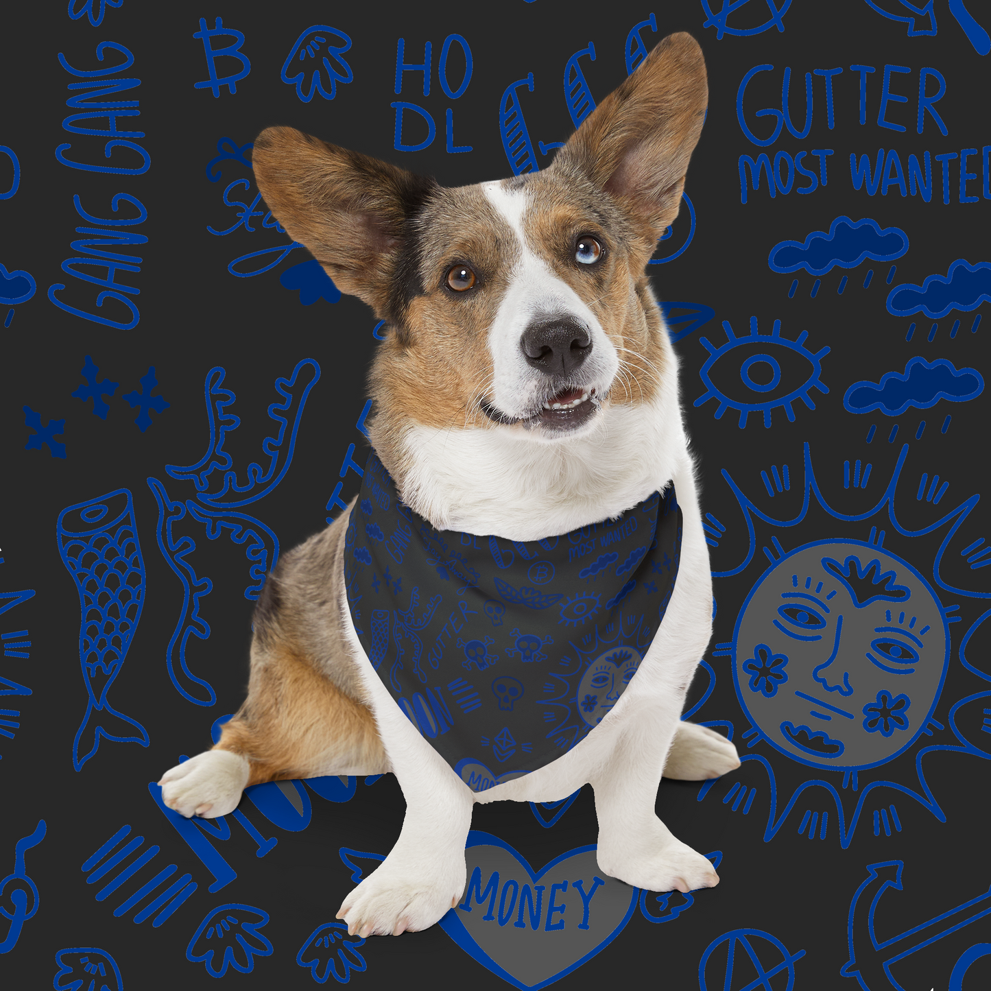 Blue Tat Fur Pet Bandana