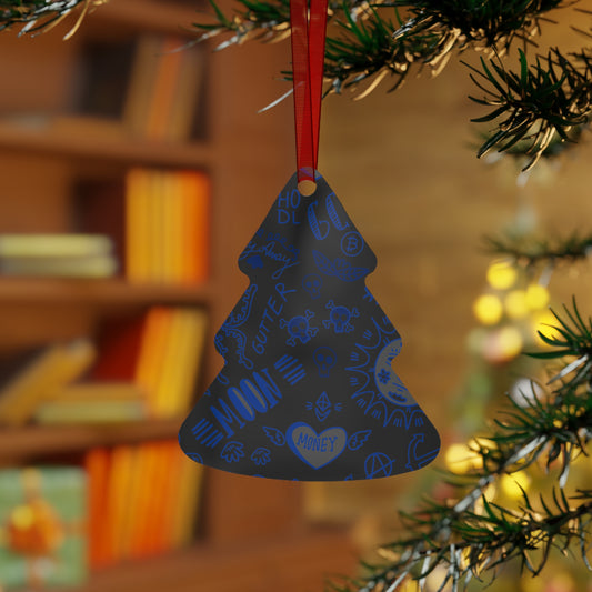 Blue Tat Fur Metal Christmas Ornament