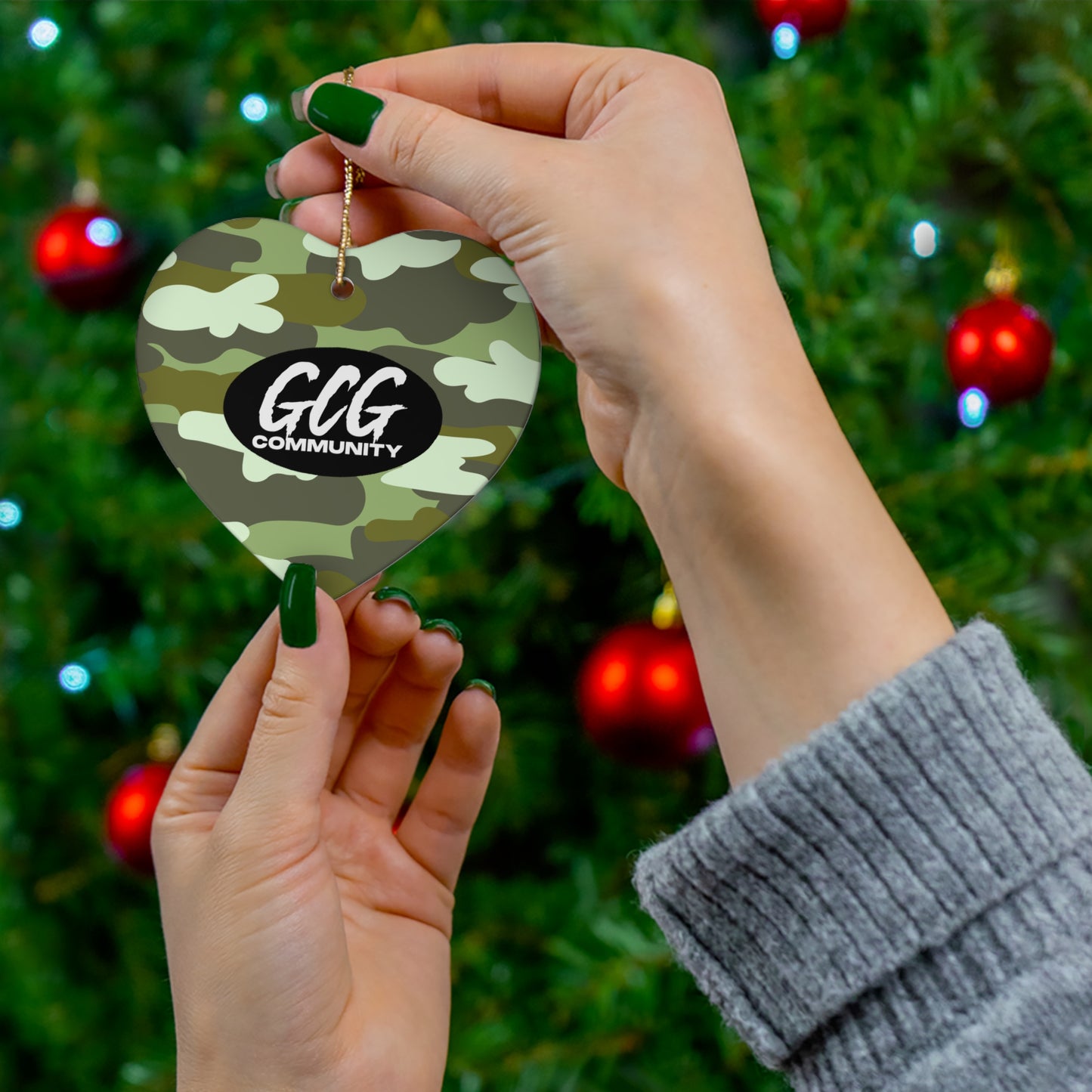 Camo Fur Ceramic Christmas Ornament