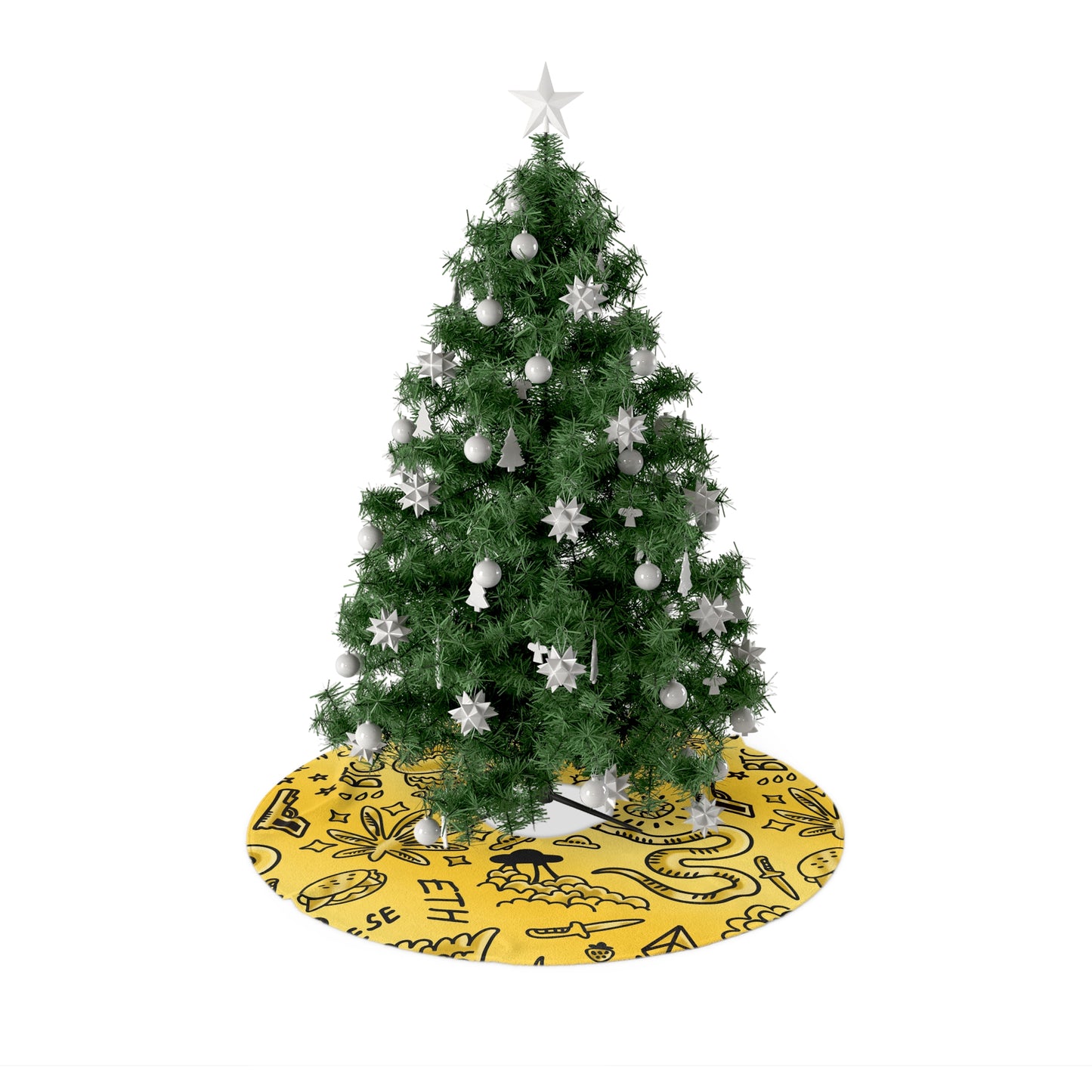 Gold Tat Fur Christmas Tree Skirt