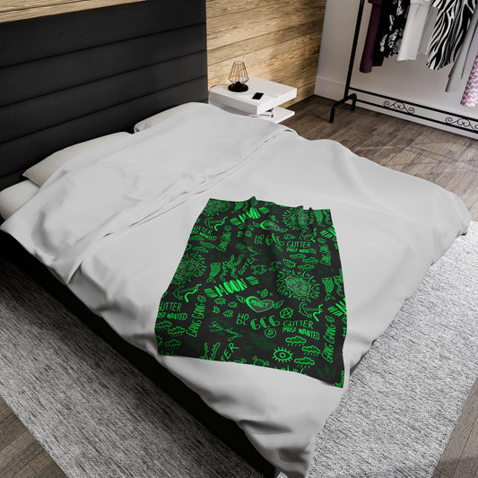 Green Tat Fur Velveteen Plush Blanket