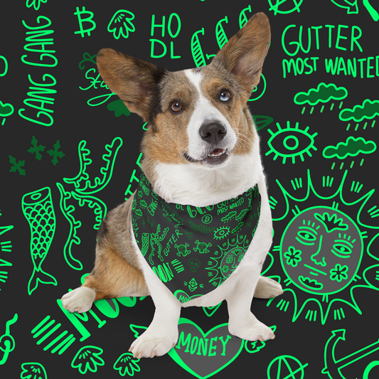 Green Tat Fur Pet Bandana