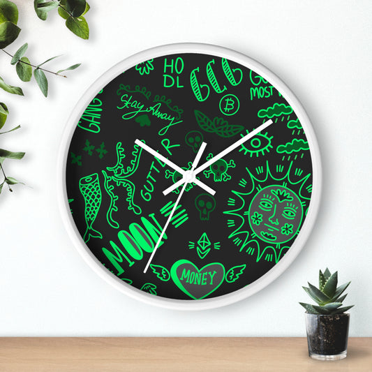 Green Tat Fur Wall Clock