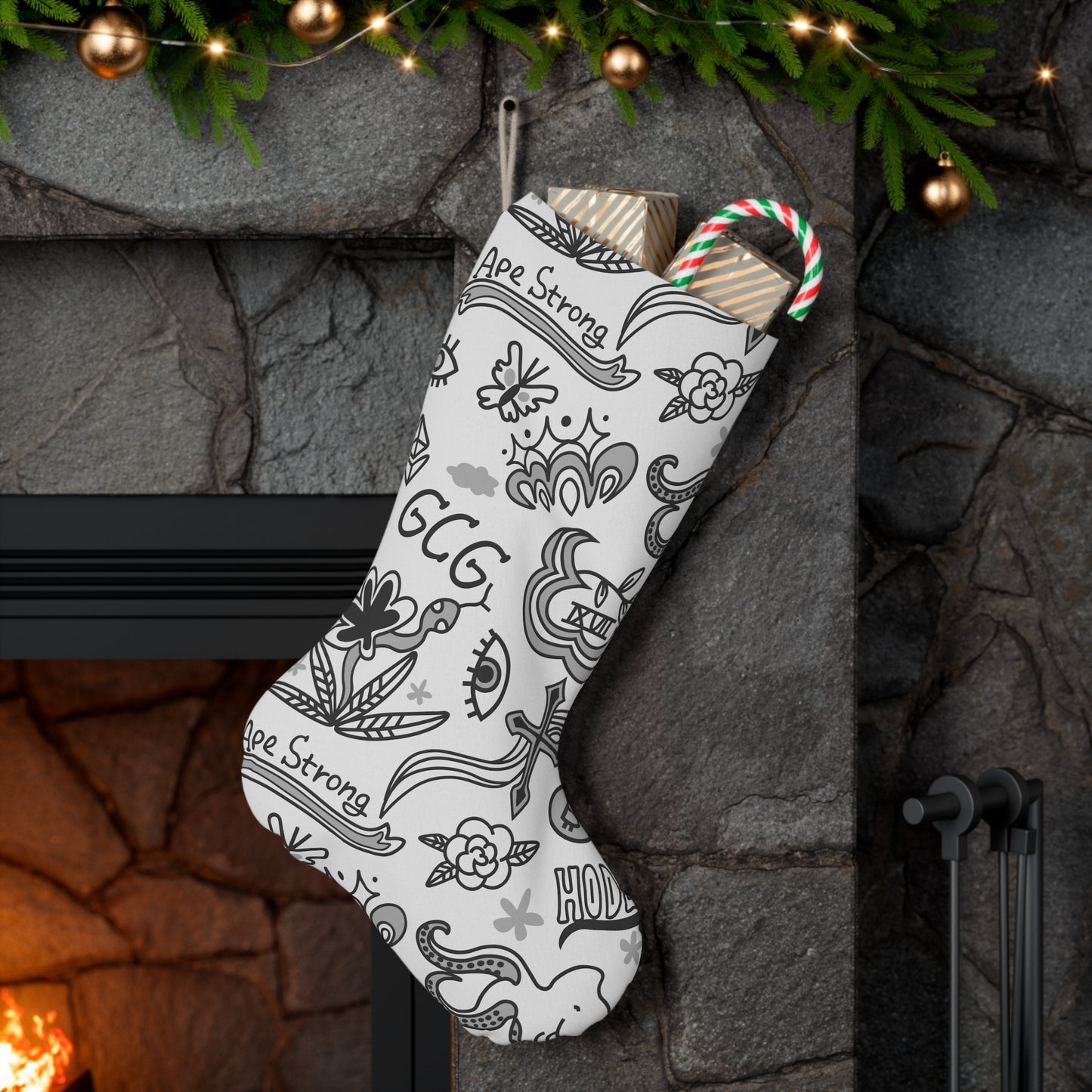 Grey Tat Fur Stocking