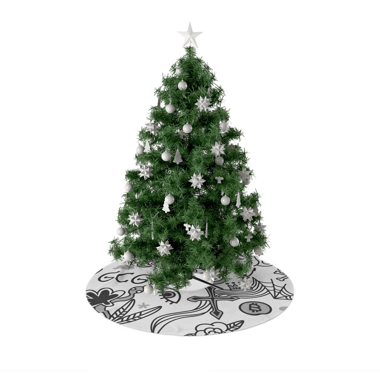 Grey Tat Fur Christmas Tree Skirt