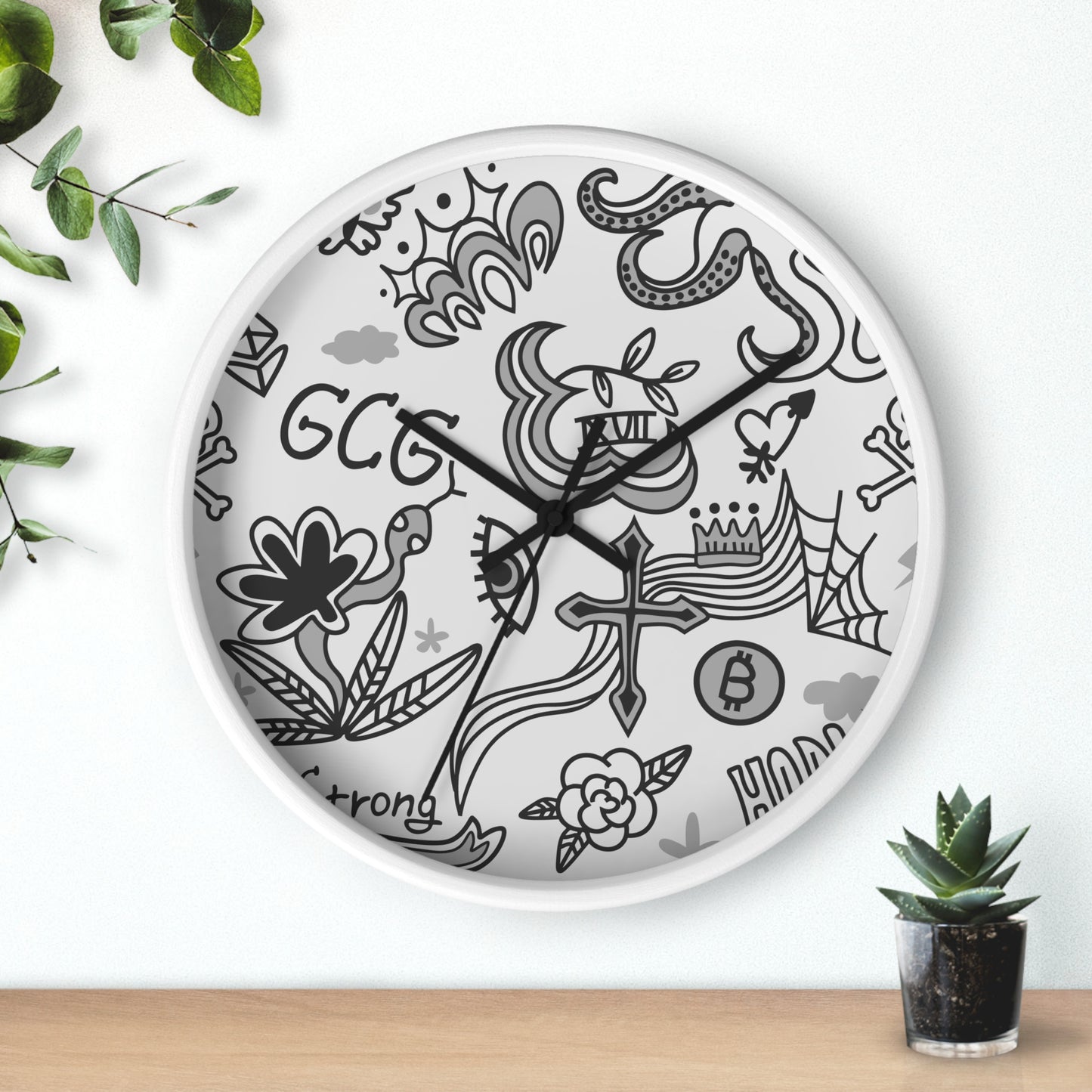 Grey Tat Fur Wall Clock