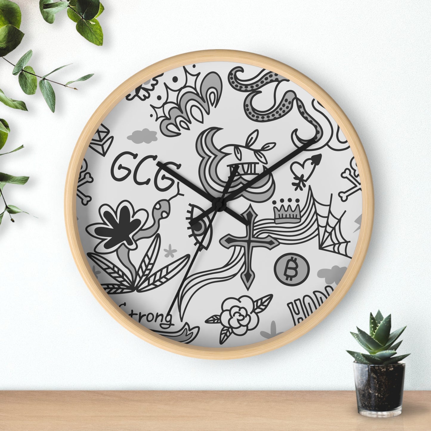 Grey Tat Fur Wall Clock