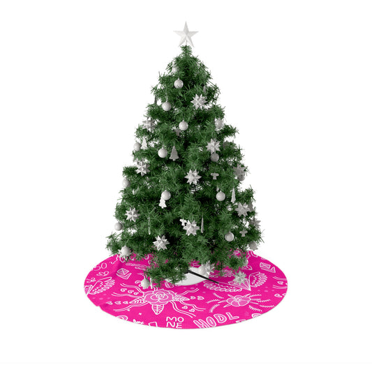 Pink Tat Fur Christmas Tree Skirt
